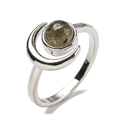 Natural Labradorite Adjustable Rings RJEW-K269-09P-04-1