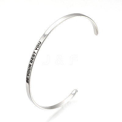 Tarnish Resistant 201 Stainless Steel Cuff Bangles BJEW-Q685-09-1