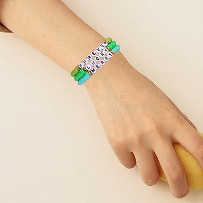 12Pcs 12 Style Polymer Clay Disc Heishi Surfer Stretch Bracelets Set BJEW-SW00117-1