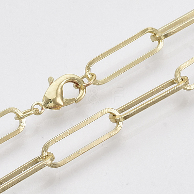 Brass Flat Oval Paperclip Chain Necklace Making MAK-S072-07A-LG-1