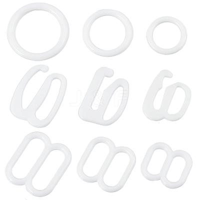 270Pcs 9 Style Plastic Underwear Strap Adjustment Buckles AJEW-GF0005-72-1
