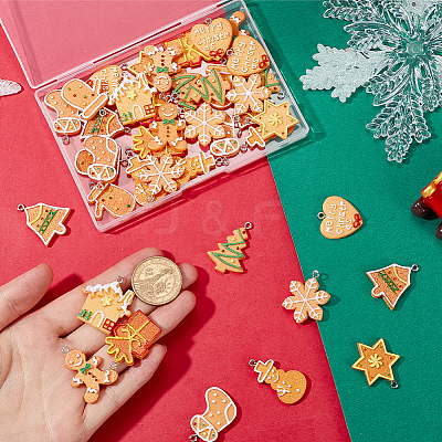 44Pcs 11 Styles Christmas Plastic Pendants FIND-SC0011-38-1