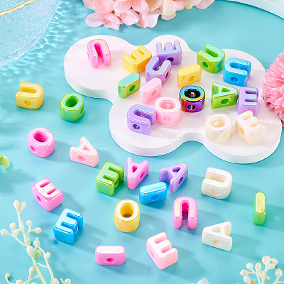 40Pcs 5 Styles UV Plating Opaque Acrylic European Beads OACR-TA0004-91-1
