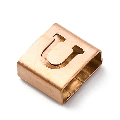Ion Plating(IP) 304 Stainless Steel Square Slide Charms STAS-L132-09U-RG-1