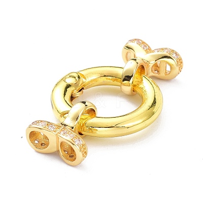 Brass Micro Pave Clear Cubic Zirconia Fold Over Clasps ZIRC-P085-02G-1