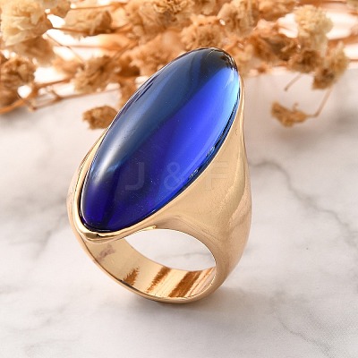 Resin Horse Eye Finger Rings RJEW-R006-01G-05-1