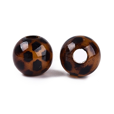 Leopard Print Opaque Acrylic European Beads OACR-N162-18A-1
