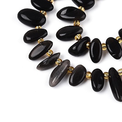 Natural Silver Sheen Obsidian Beads Strands G-Z091-A38-1