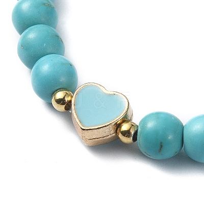 Natural & Synthetic Gemstone Round Beaded Stretch Bracelets BJEW-JB09881-1