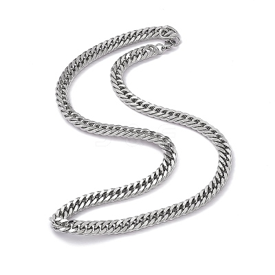 Non-Tarnish 201 Stainless Steel Cuban Link Chain Necklace with 304 Stainless Steel Clasps for Men Women NJEW-M194-01B-P-1