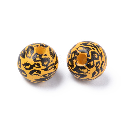Painted Natural Wood Beads X-WOOD-S057-024-1