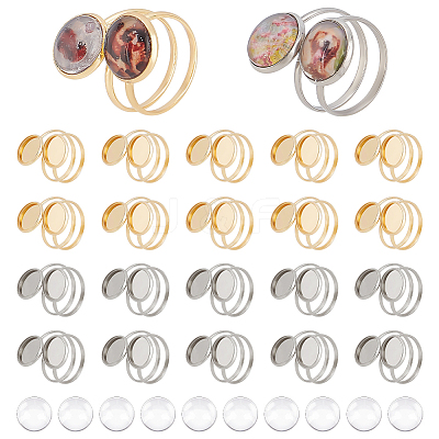 DIY Blank Dome 201 Stainless Steel Finger Rings Making Kits DIY-PH0028-69-1
