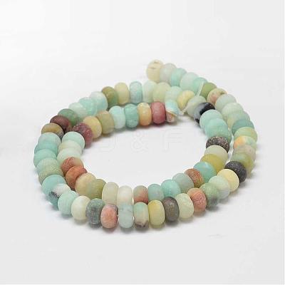 Frosted Rondelle Natural Flower Amazonite Beads Strands G-K094-8x5mm-B-1