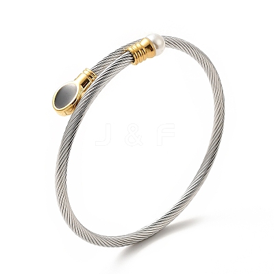 304 Stainless Steel Twist Rope Cuff Bangle BJEW-P283-18M-1