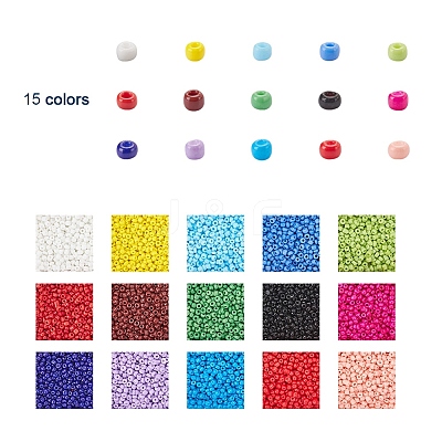 195G 15 Colors Glass Seed Beads SEED-YW0001-11A-1