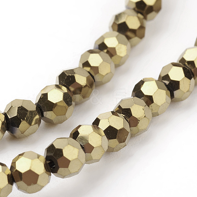 Faceted(32 Facets) Electroplate Glass Bead Strands X-EGLA-R042-4mm-03-1