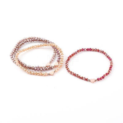 Electroplate Faceted Round Glass Beaded Bracelets BJEW-JB06124-1
