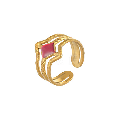 304 Stainless Steel Enamel Cuff Open Rings WG5FBDE-01-1