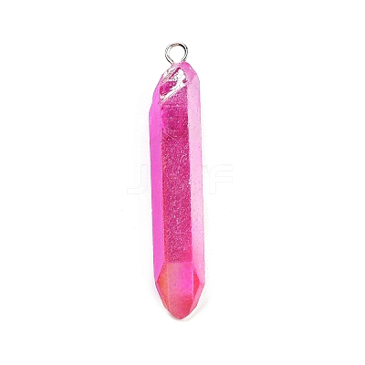 Electroplated Natural Quartz Pendants G-P315-B01-05P-1