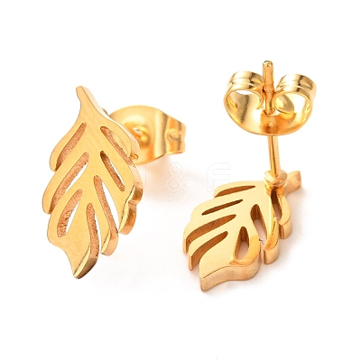 Ion Plating(IP) 304 Stainless Steel Stud Earrings EJEW-C001-12G-1