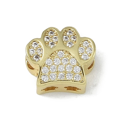Rack Plating Brass Micro Pave Clear Cubic Zirconia Beads KK-A220-03G-1
