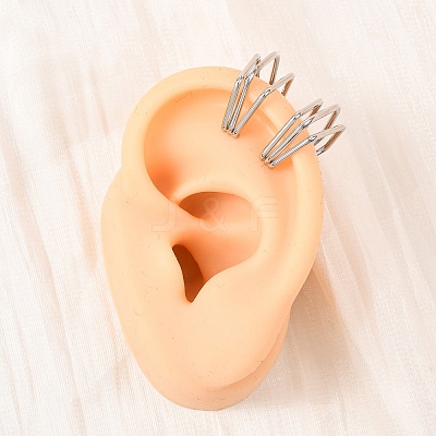 304 Stainless Steel Triple Pentagon Cuff Earrings LS-EJEW-K268-88P-1