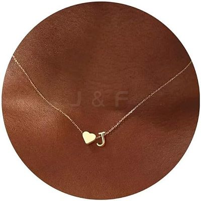 Simple Style Adjustable 316L Surgical Stainless Steel Heart and Initial Pendant Necklaces for Women WG95AEF-10-1