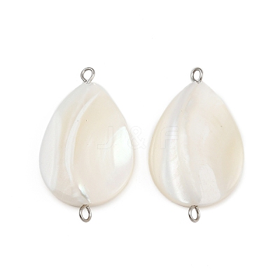 Natural Shell Teardrop Connector Charms STAS-D378-28P-1
