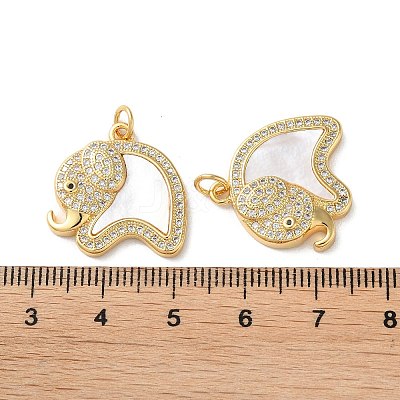 Brass Micro Pave Cubic Zirconia Pendants KK-B083-39B-G-1