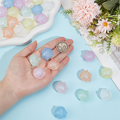 28Pcs 7 Colors Luminous Acrylic Beads OACR-PA0002-07-1