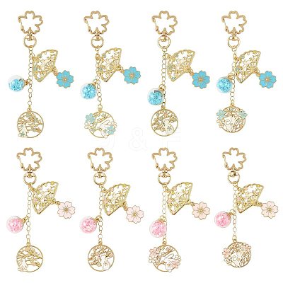 4Pcs 4 Styles Alloy Enamel Pendant Keychains HJEW-FS00052-1