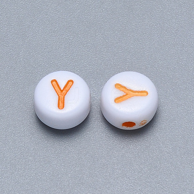 Craft Acrylic Horizontal Hole Letter Beads SACR-S201-11Y-1