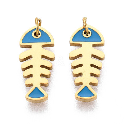 304 Stainless Steel Enamel Pendants STAS-N115-02B-G-1