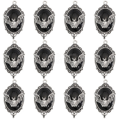 12Pcs Vampire Bat Shaped Alloy Enamel Pendants ENAM-CA0001-87B-1