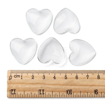 Transparent Glass Heart Cabochons GGLA-R021-25mm-1