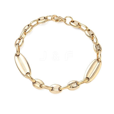 304 Stainless Steel Coffee Bean Chain Bracelets SA-CBA2696-07G-1