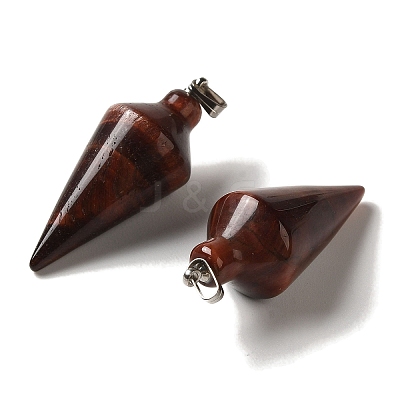 Dyed & Heated Natural Red Tiger Eye Pendants G-Z055-02P-17-1
