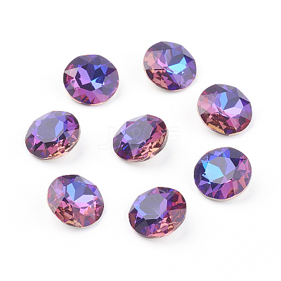 Pointed Back & Back Plated Glass Rhinestone Cabochons RGLA-J012-10mm-001VB-1