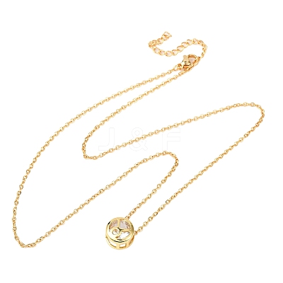 Brass Pave Cubic Zirconia Birth Stone Constellation Pendant Cable Chain Necklaces LS-NJEW-D334-01G-03-1