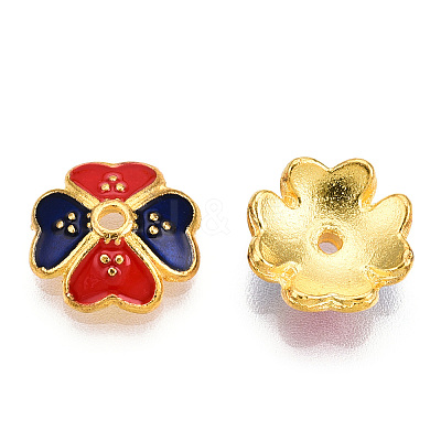 4-Petal Alloy Enamel Bead Caps X1-ENAM-TAC0023-10-1