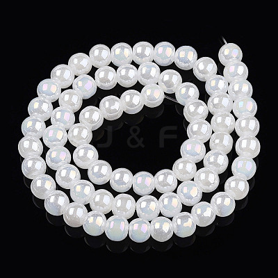 Electroplate Imitation Jade Glass Beads Strands GLAA-T032-J6mm-AB01-1