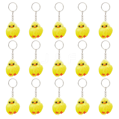 Cute Water Mink Mini Fur Chicken Pendant Bag Keychain KEYC-WH0018-77-1