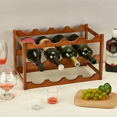 Wood Tabletop Wine Rack ODIS-WH0038-252B-1