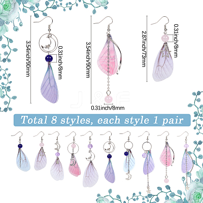 8pairs Brass Dangle Earrings EJEW-SC00002-1
