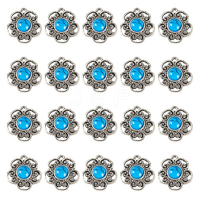 Tibetan Style Alloy with Resin Imitation Turquoise Connector Charms FIND-TAC0035-47AS-11-1