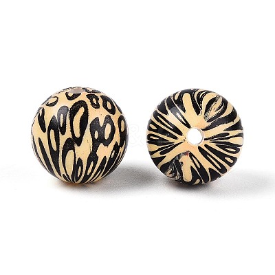 ABS Plastic Leopard Print Round Beads SACR-T017-75A-01-1