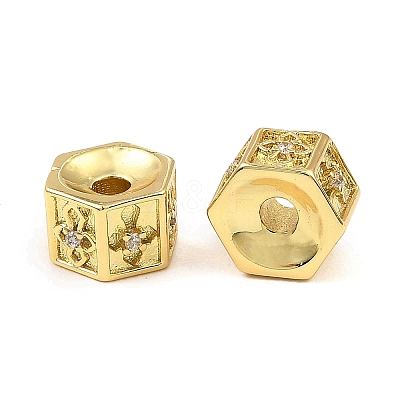 Brass Cubic Zirconia Beads KK-K346-08G-1