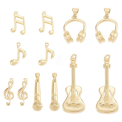 12Pcs 6 Styles Brass Pendants FIND-TA0008-88G-1