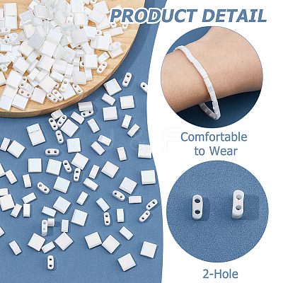 300Pcs 2 Styles 2-Hole Opaque Colours Glass Seed Beads SEED-HS0001-06B-1