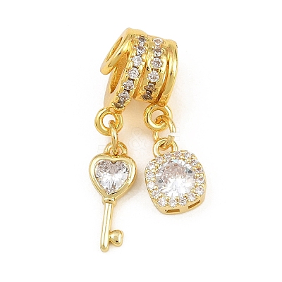 Brass Micro Pave Clear Cubic Zirconia Pendants CU-CBAD306-09G-1